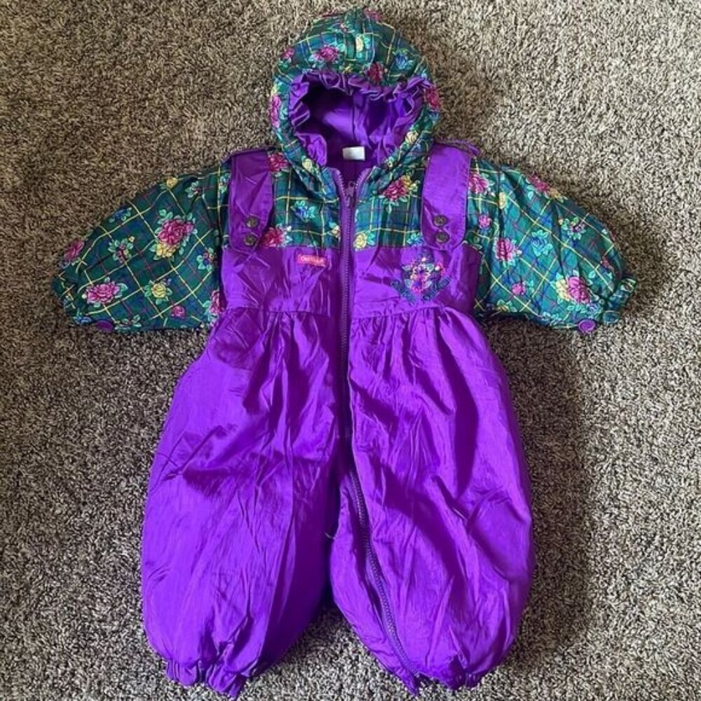 Vintage Oshkosh B'gosh Baby Girl Snowsuit One Piece Bunting 12 Months - Picture 3 of 14